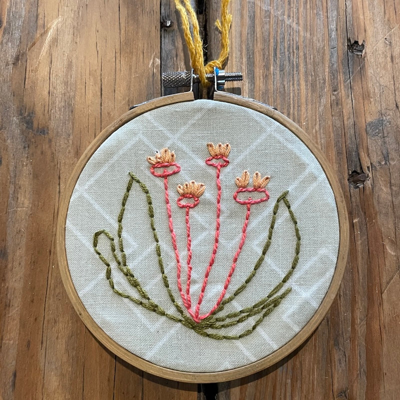 4" Hoop - Wildflowers (Burgundy, Grey Plaid or Lavender)