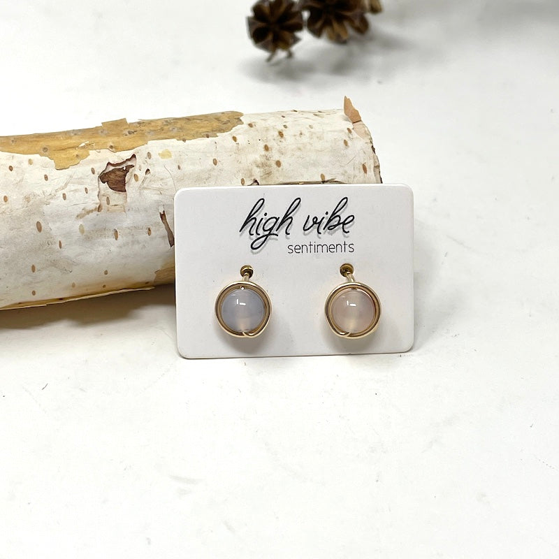 Studs - Wire Wrapped Gem - Gold