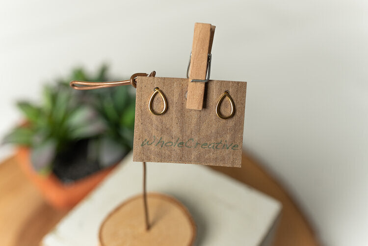 Stud Earrings - Gold Tear Drop