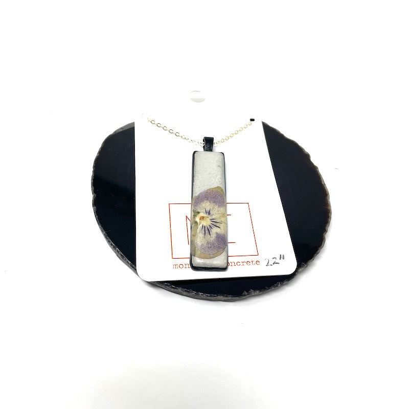 Necklace - Floral Long Rectangle