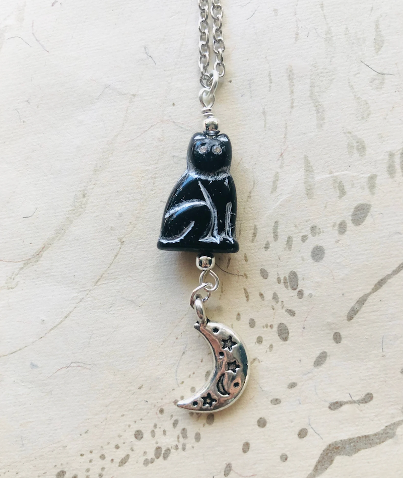 Necklace - Black Cat + Moon