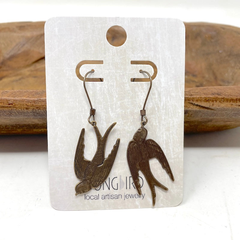 Earrings - Brass Swallowtails