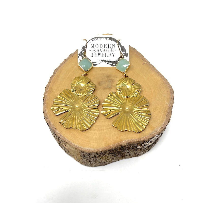 Earrings - Aventurine Water Lily