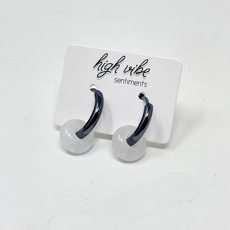 Earrings - Gem Hoops | Gunmetal