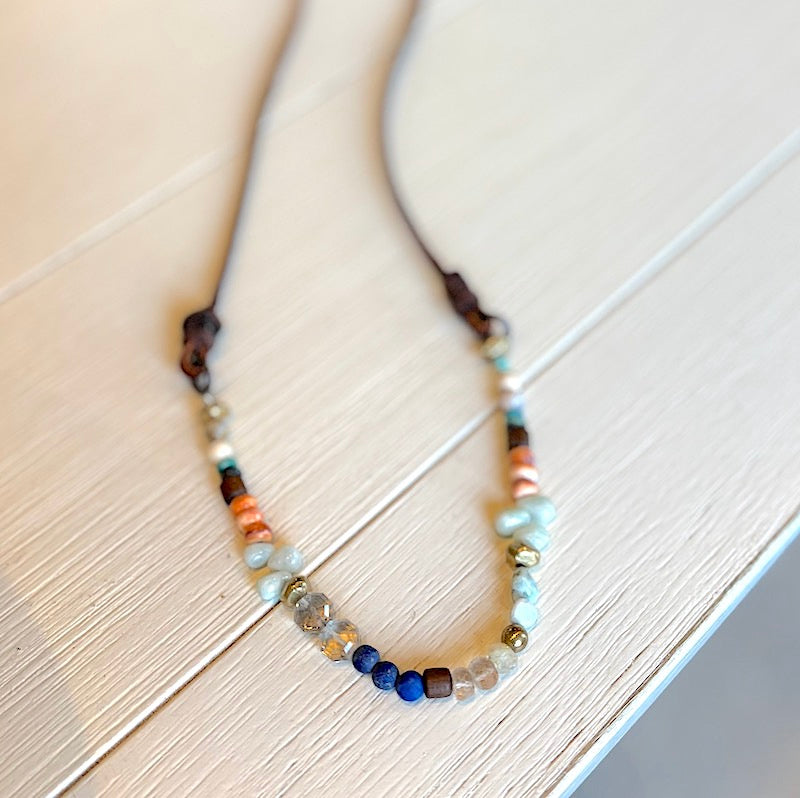 Necklace - Leather and Stone