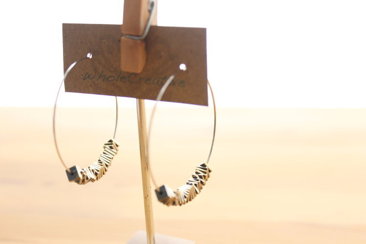 Earrings - Hematite Beaded Hoop