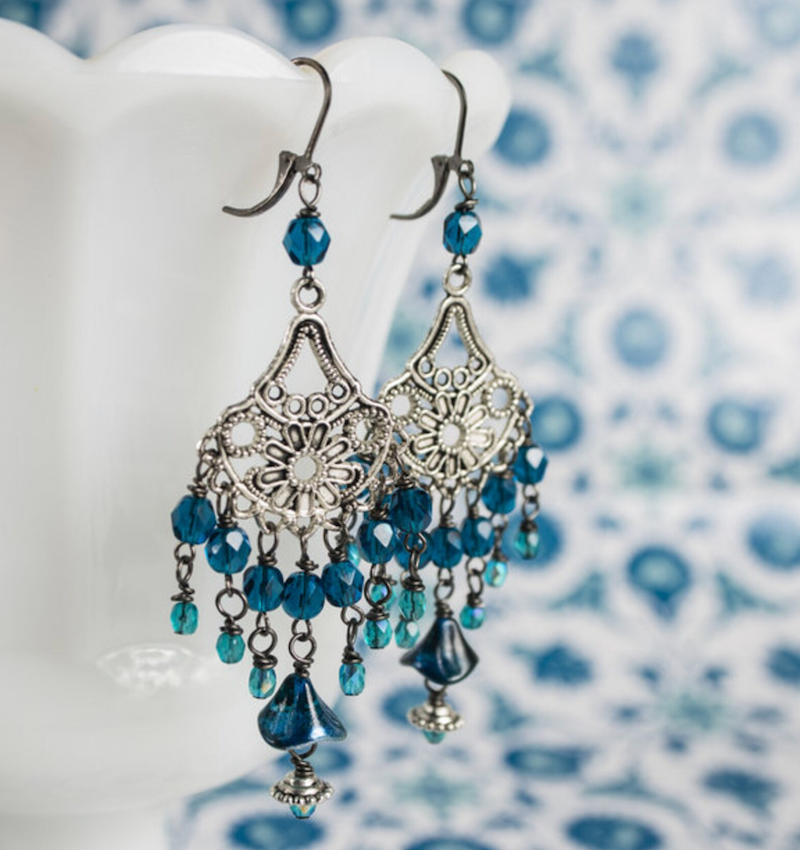 Earrings - Peacock Chandelier