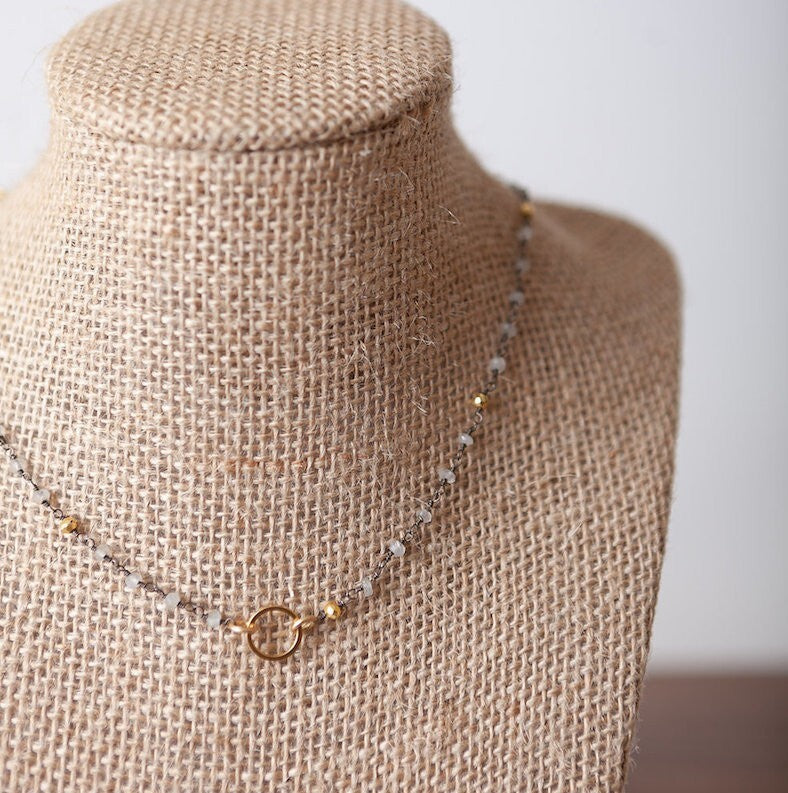 Necklace - Labradorite and Pyrite Circle