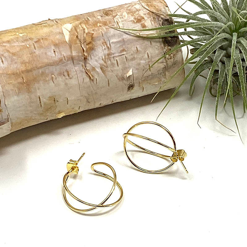 Earrings - Twist Gold Hoops
