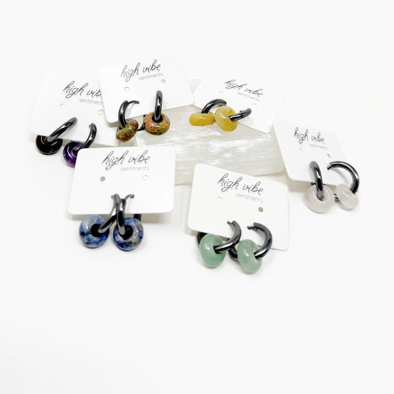 Earrings - Gem Hoops | Gunmetal