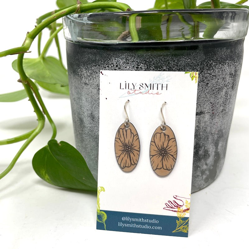 Nut Brown Poppy Doodle Earrings
