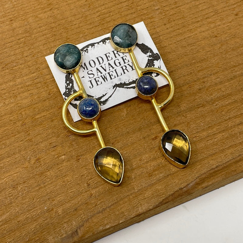 Earrings - Three Stone Abstract