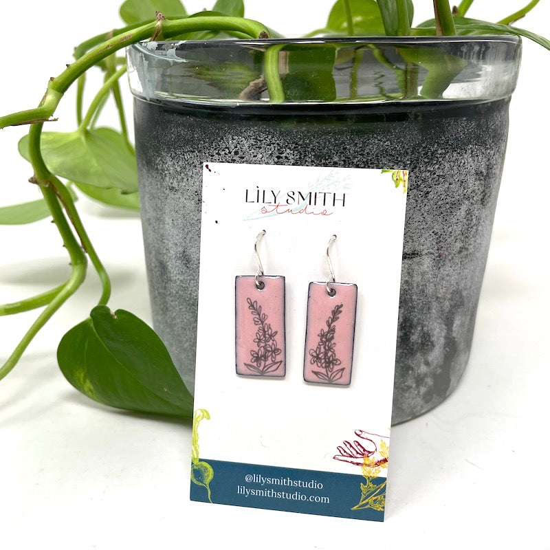 Pink Larkspur Doodle Earrings