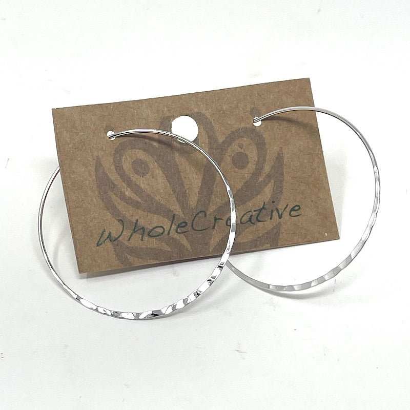 Earrings - D093 Hammered Silver Hoop