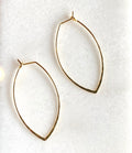 Earrings - Gold Hammered Marquise Hoops