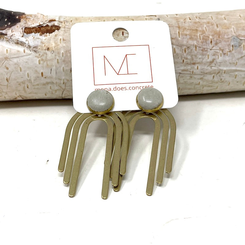 Ear Jacket Studs - Brass + Concrete