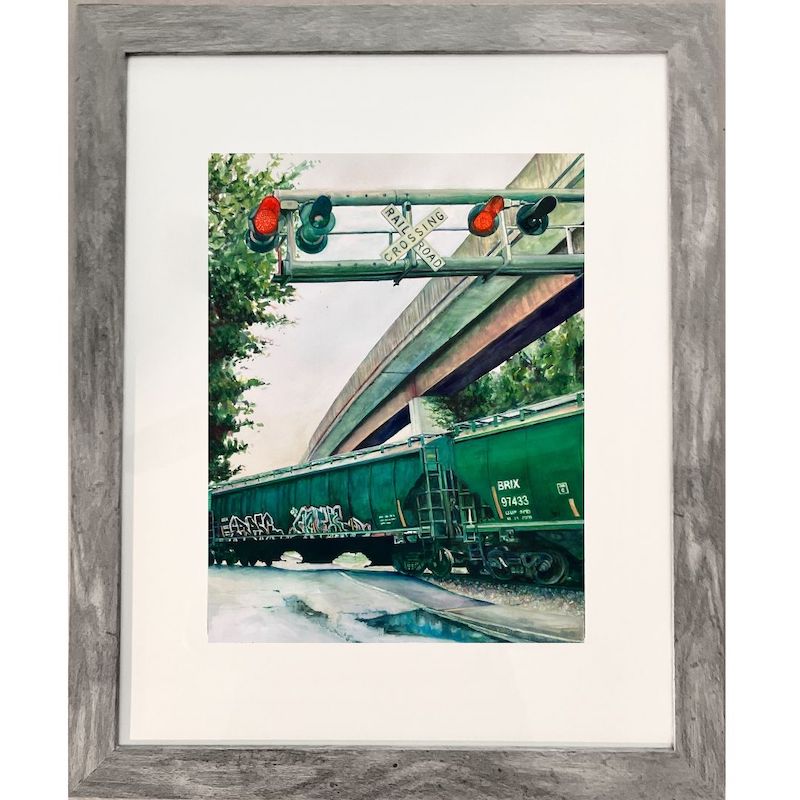Framed Urban Print - Green Train