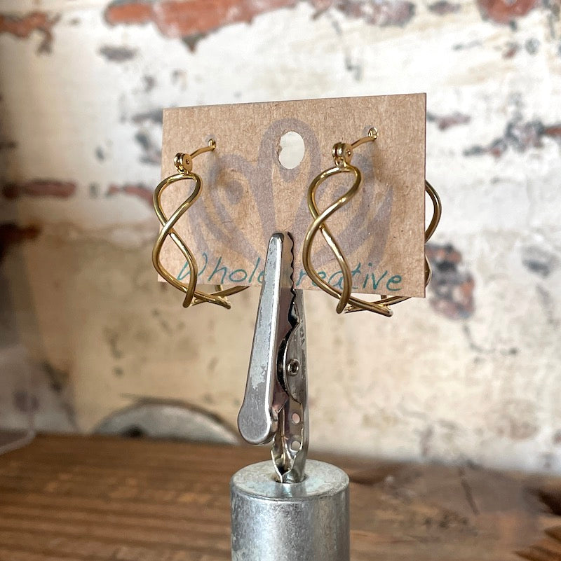Earrings - Gold Twist Hoops