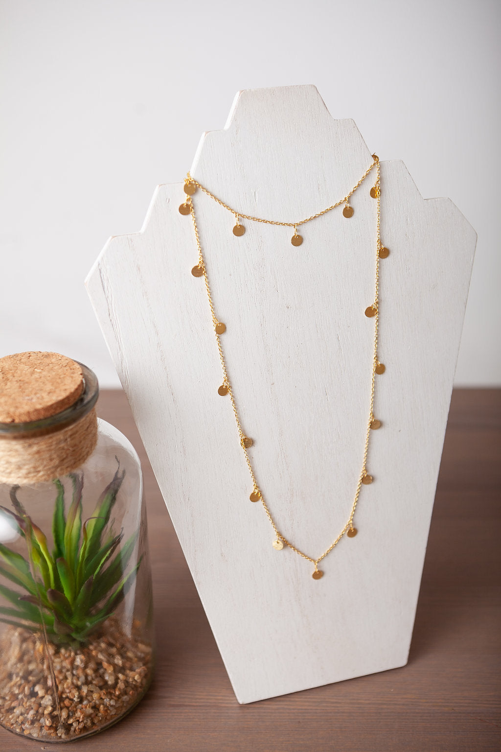Necklace - Gold Chain with Mini Discs (Long)
