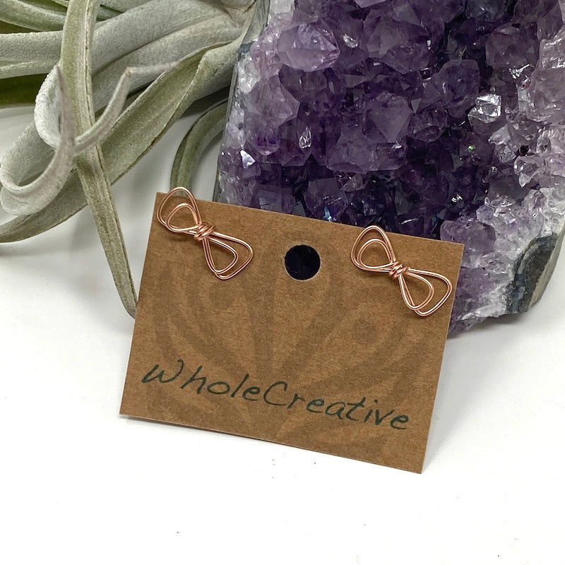 Stud Earrings - Rose Gold Bow
