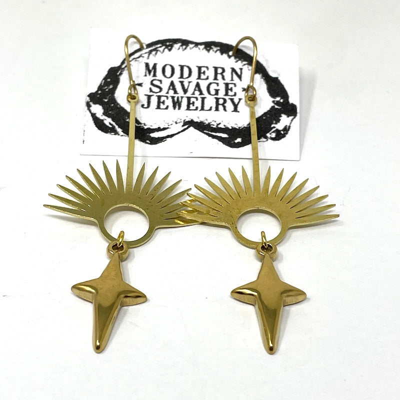 Earrings - Sunrays with North Star