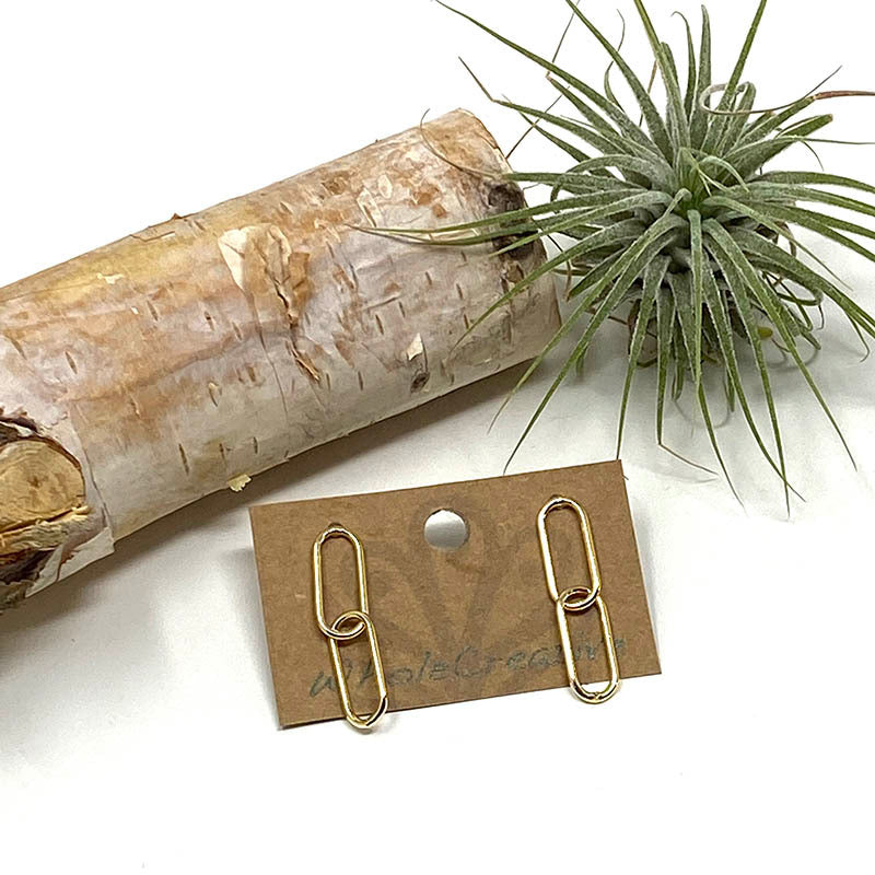 Earrings - Gold Double Paper Clip