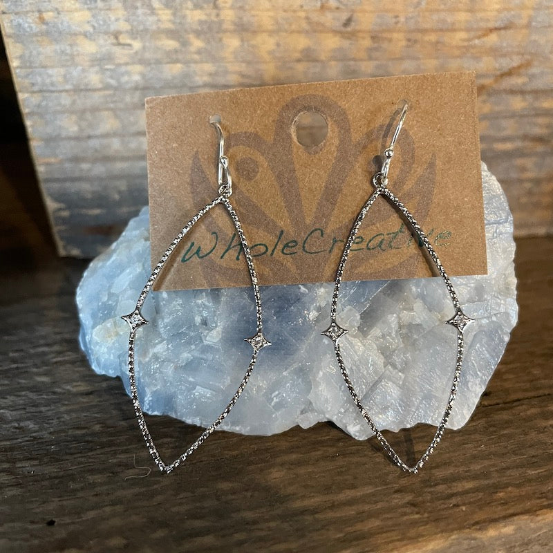 Earrings - Silver Marquise with Rhinestones