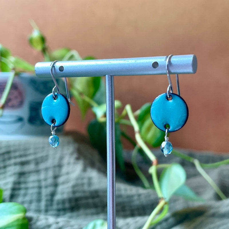Circle Drop Enamel Earrings