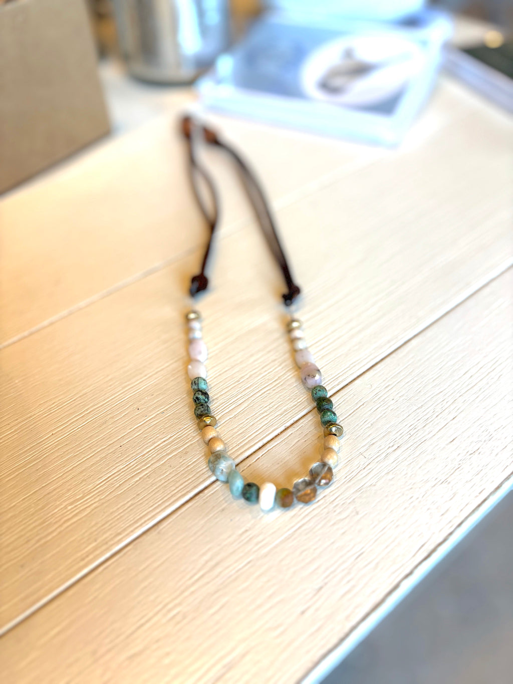Necklace - Leather and Stone