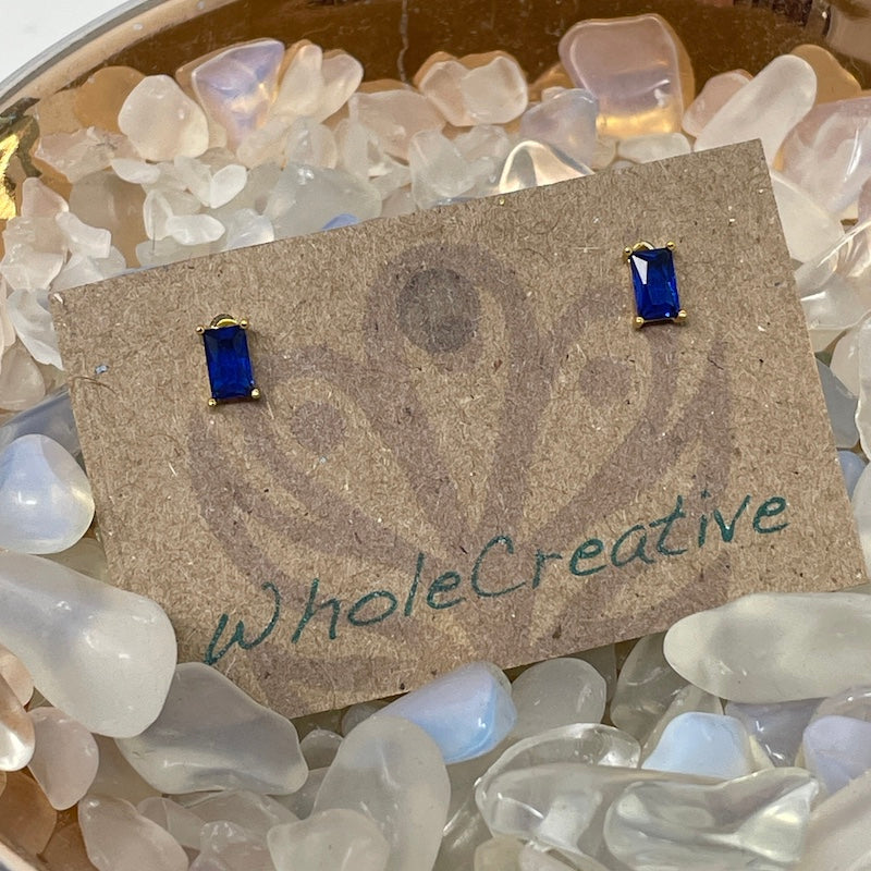 Stud Earrings - Blue Crystal