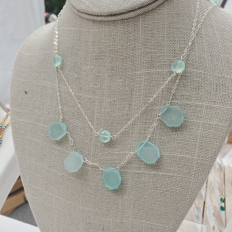 Necklace - Chalcedony Slice Collar