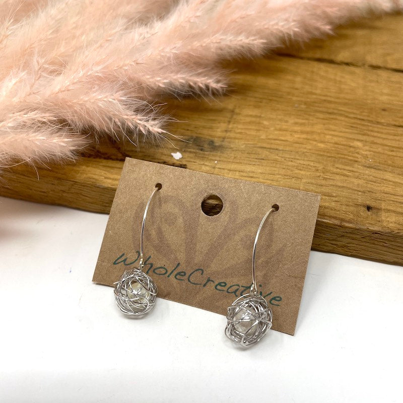Earrings - Silver Wrapped Pearls