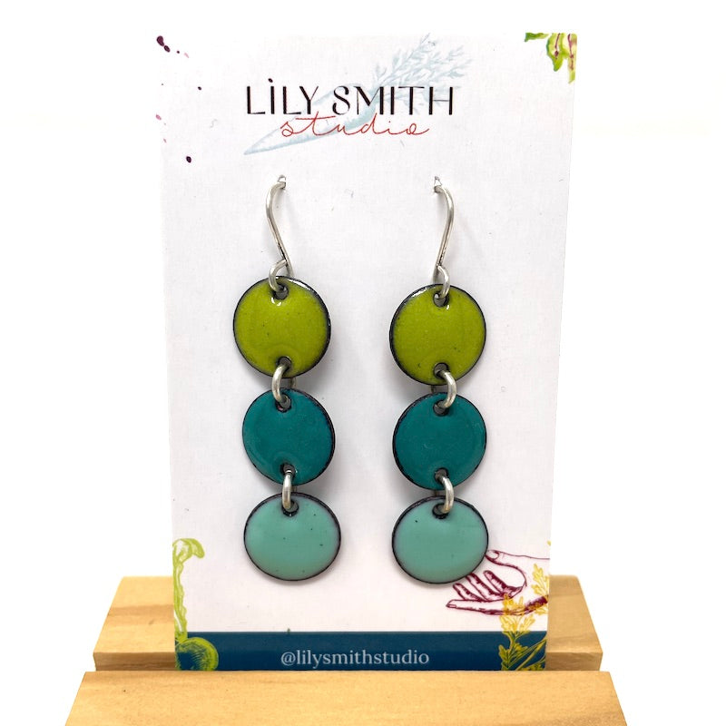 Triple Dot Enamel Earrings