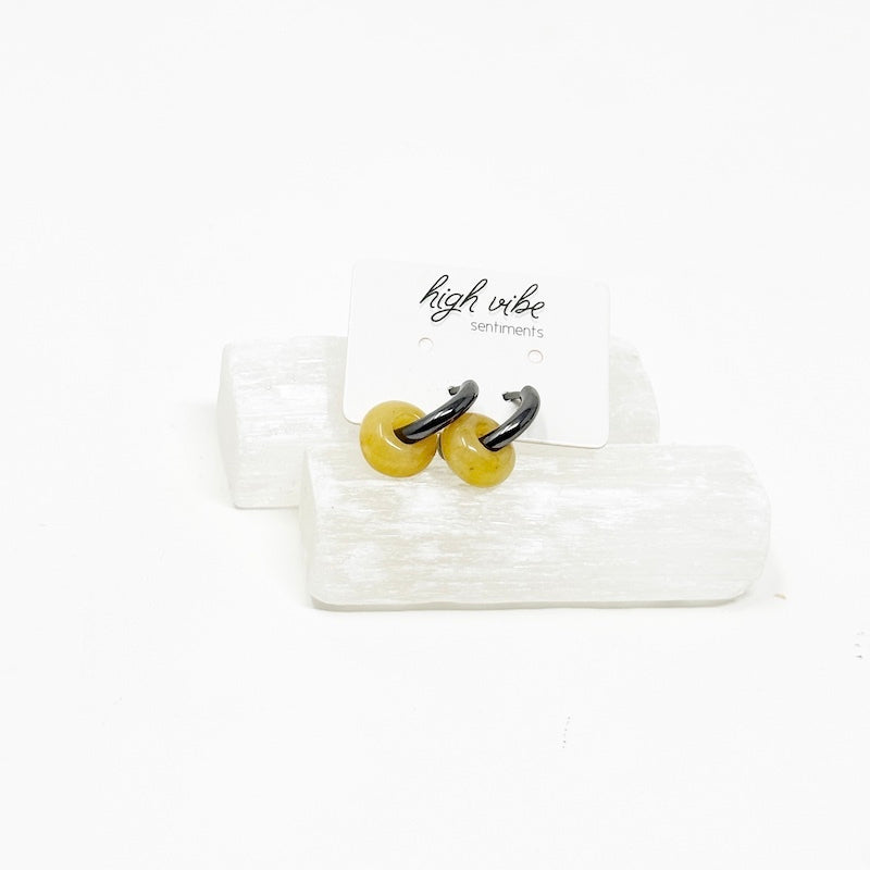 Earrings - Gem Hoops | Gunmetal