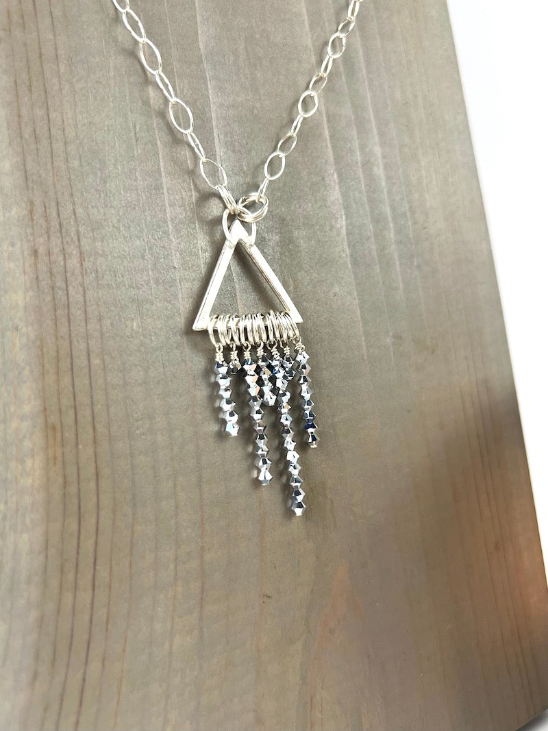 Necklace- Sterling Triangle and Crystals