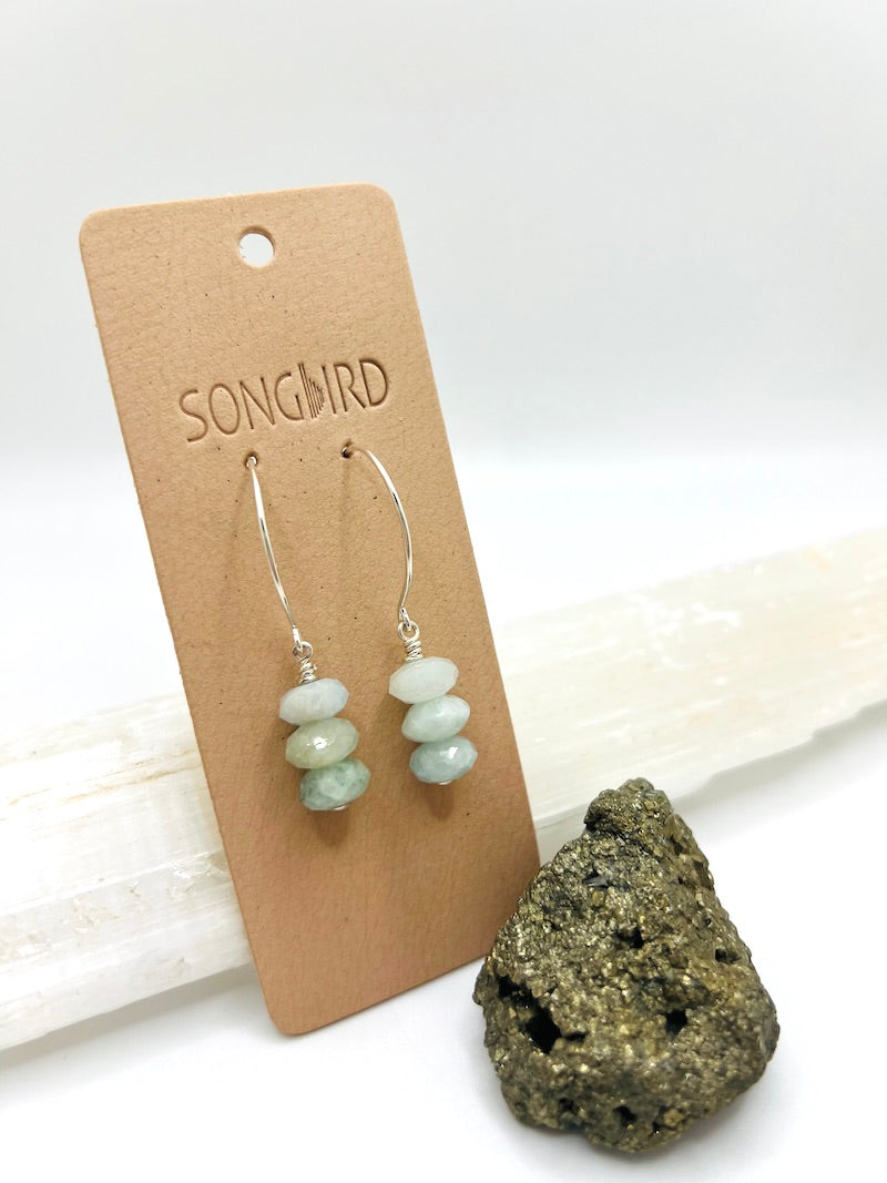 Earrings - Aquamarine Faceted Drops