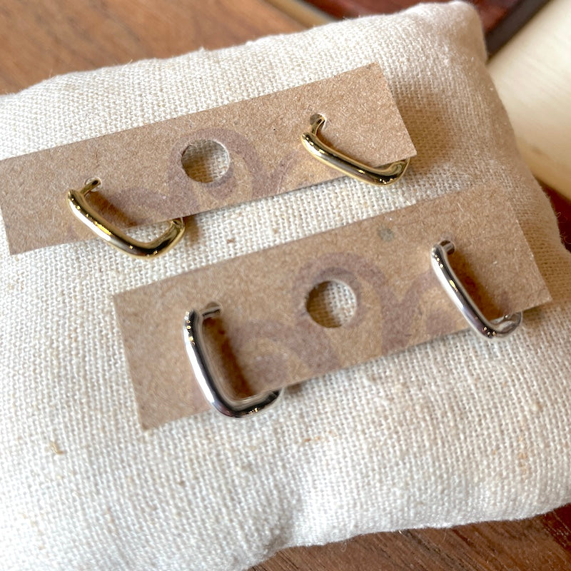 Earrings - Rectangle Huggies