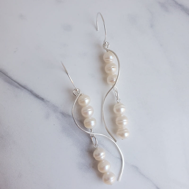 Earrings - Pearl Spirals - SS