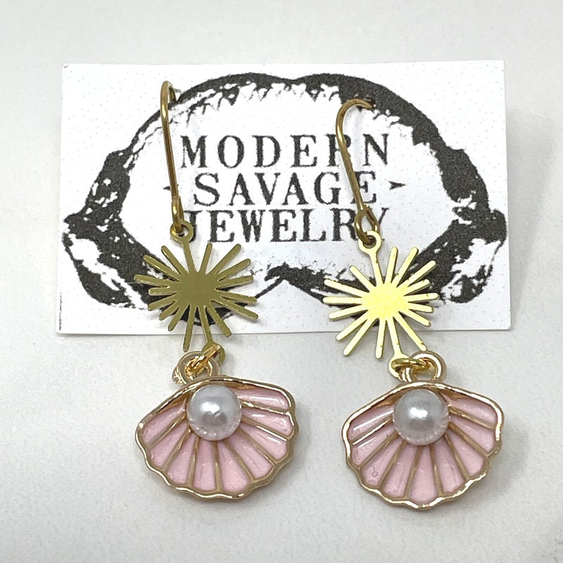 Earrings - Pink Pearl Shells