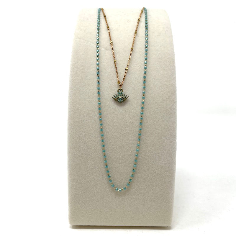 Necklace - Miyuki Bead Chain w/Citrine or Chrysoprase