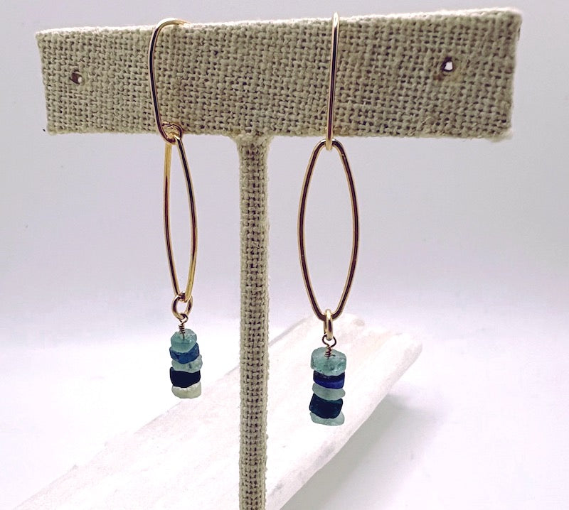 Earrings - Rainbow (Ancient Roman Glass)