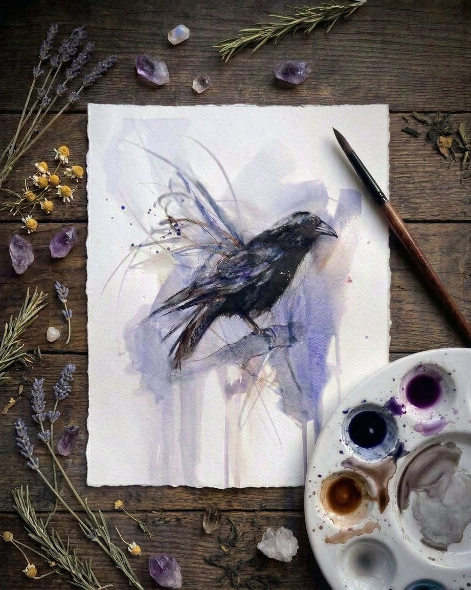 Watercolor Raven