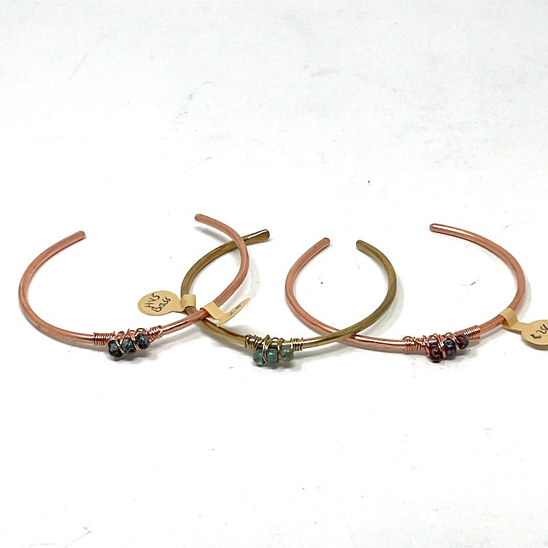 Bracelet - Brass or Copper + Bead