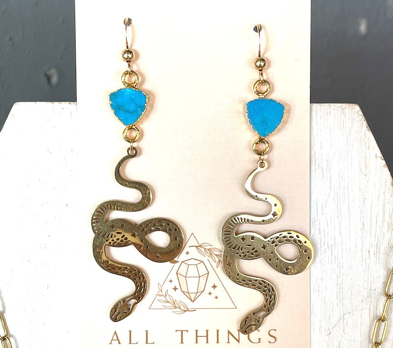 Earrings - Snake + Howlite
