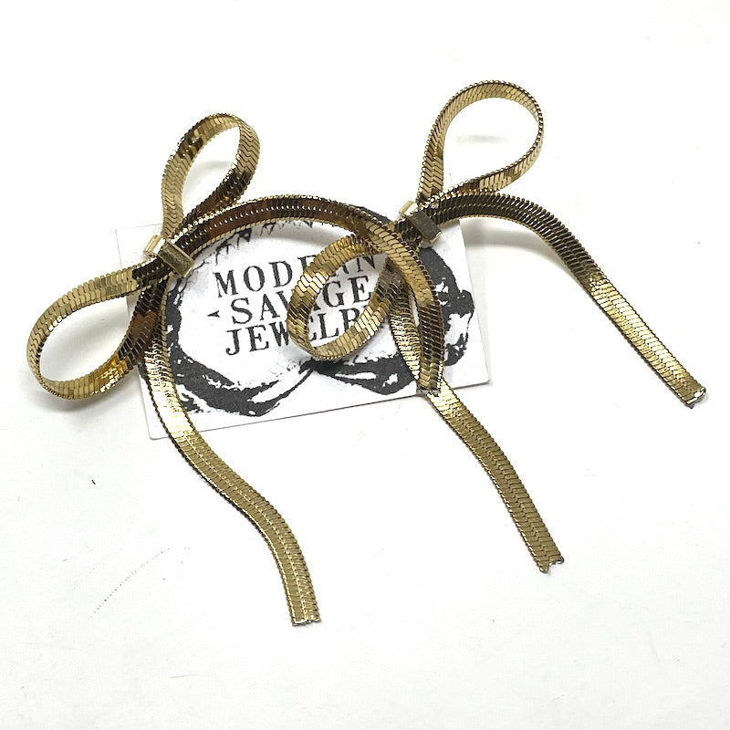 Earrings - Large bows (snake chain)