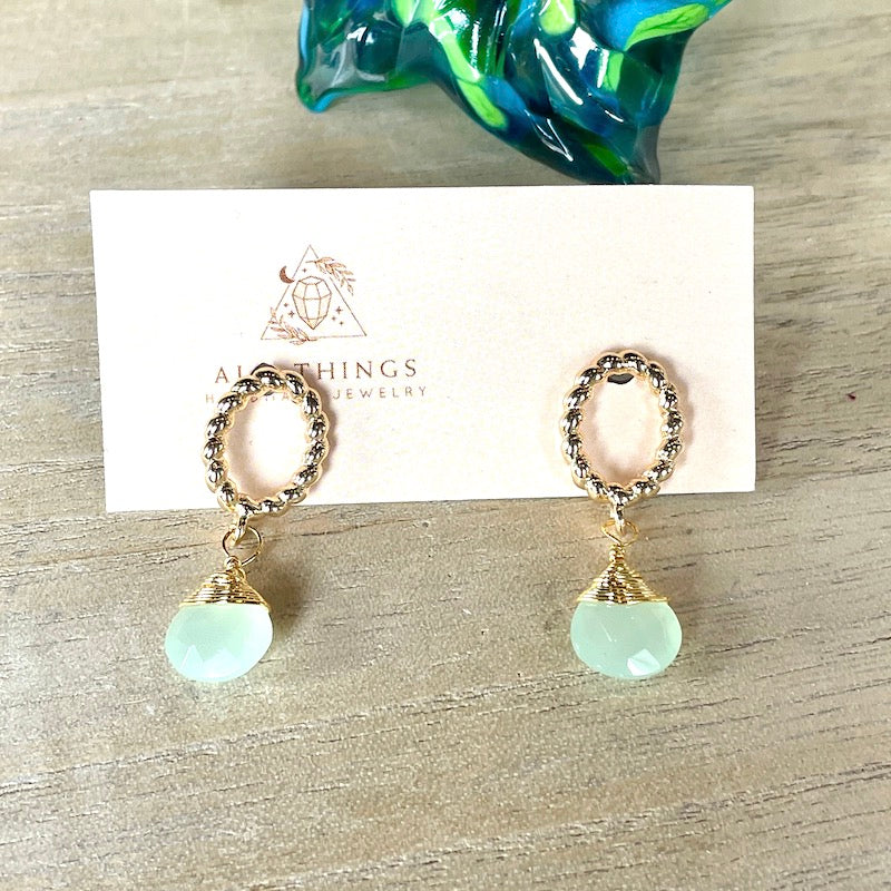 Earrings - Chalcedony Stud