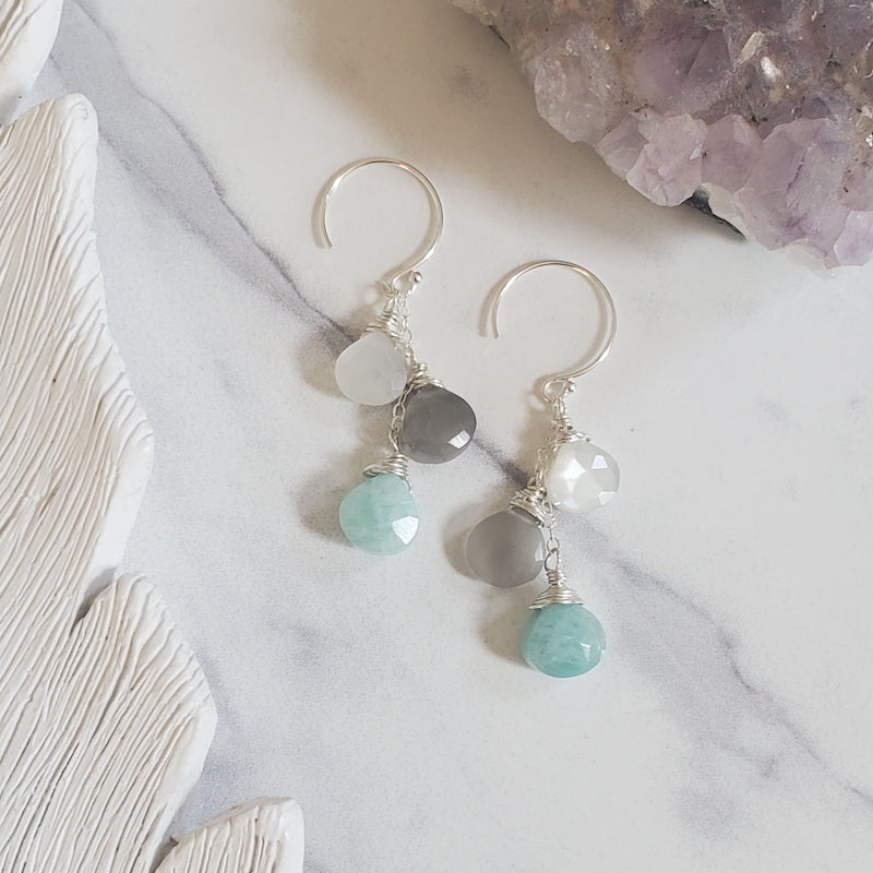 Earrings - Three Stone Dangle
