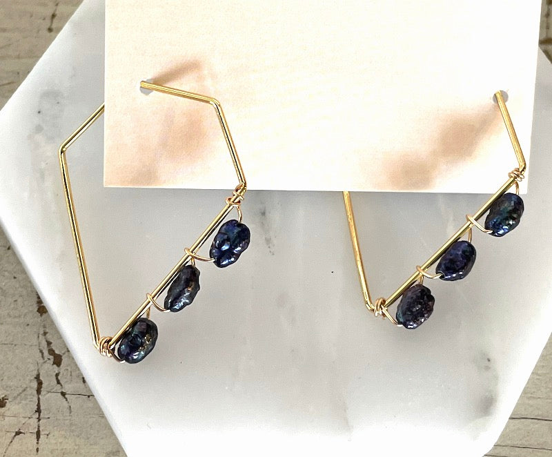 Earrings - Oval, Diamond Hoops