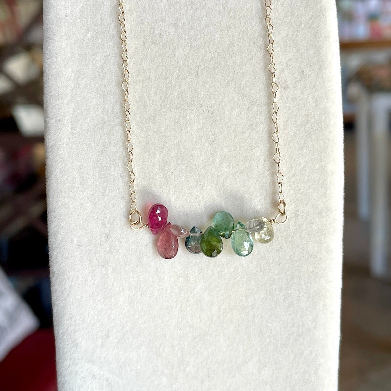 Necklace - Muli-color Tourmaline Crystals - Watermelon Stacks