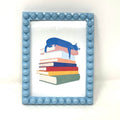 Framed Print - Well Read Cat I Blue Bubble Frame